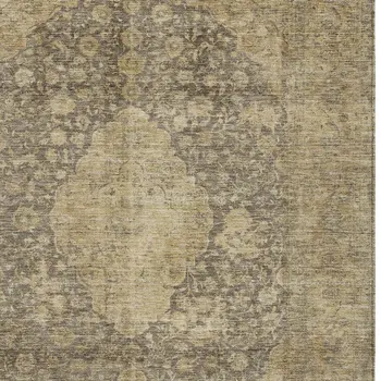 5' X 8' Brown And Beige Medallion Washable Indoor Outdoor Area Rug