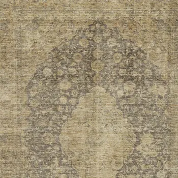 8' X 10' Brown And Beige Medallion Washable Indoor Outdoor Area Rug