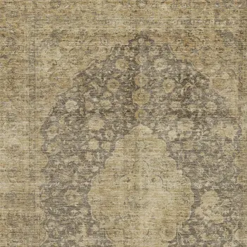 9' X 12' Brown And Beige Medallion Washable Indoor Outdoor Area Rug