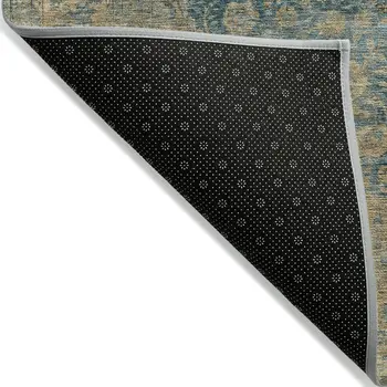 10' X 14' Blue And Beige Medallion Washable Indoor Outdoor Area Rug