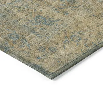 10' X 14' Blue And Beige Medallion Washable Indoor Outdoor Area Rug