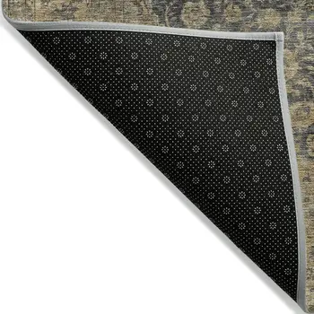 10' X 14' Charcoal And Beige Medallion Washable Indoor Outdoor Area Rug