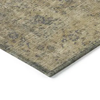 10' X 14' Charcoal And Beige Medallion Washable Indoor Outdoor Area Rug