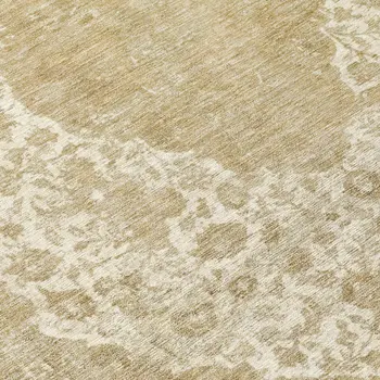 8' Ivory And Beige Round Medallion Washable Indoor Outdoor Area Rug