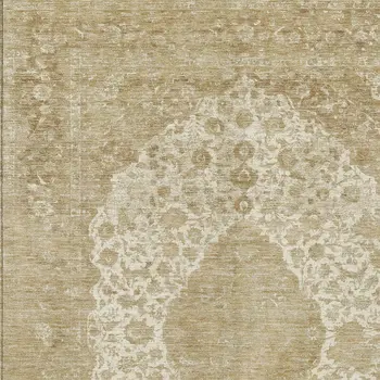 8' X 10' Ivory And Beige Medallion Washable Indoor Outdoor Area Rug