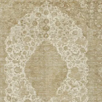 10' X 14' Ivory And Beige Medallion Washable Indoor Outdoor Area Rug