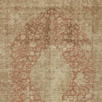 3' X 5' Rust And Beige Medallion Washable Indoor Outdoor Area Rug