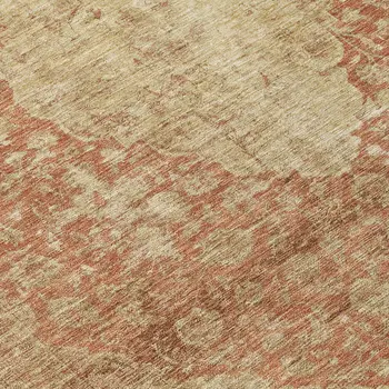 8' Rust And Beige Round Medallion Washable Indoor Outdoor Area Rug