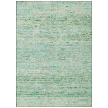 3' X 5' Artichoke Green And Beige Trellis Washable Indoor Outdoor Area Rug