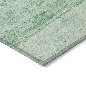 5' X 8' Artichoke Green And Beige Trellis Washable Indoor Outdoor Area Rug