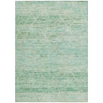 5' X 8' Artichoke Green And Beige Trellis Washable Indoor Outdoor Area Rug