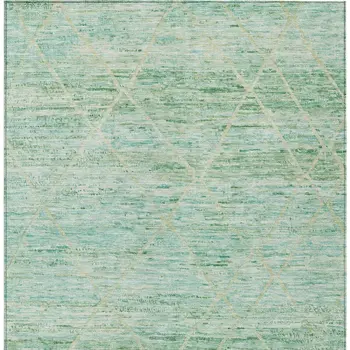 10' X 14' Artichoke Green And Beige Trellis Washable Indoor Outdoor Area Rug