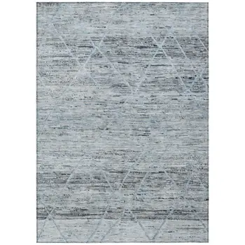 5' X 8' Blue And Gray Trellis Washable Indoor Outdoor Area Rug
