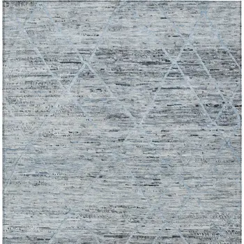 5' X 8' Blue And Gray Trellis Washable Indoor Outdoor Area Rug