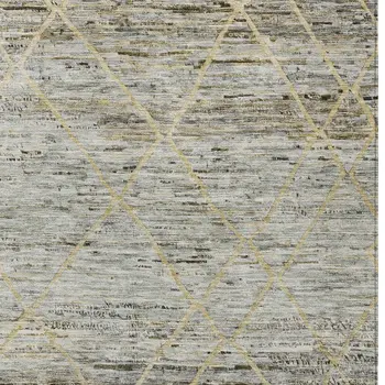 3' X 5' Pewter And Gold Trellis Washable Indoor Outdoor Area Rug