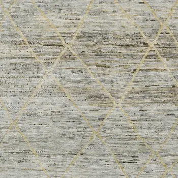 5' X 8' Pewter And Gold Trellis Washable Indoor Outdoor Area Rug