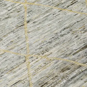 8' Pewter And Gold Round Trellis Washable Indoor Outdoor Area Rug