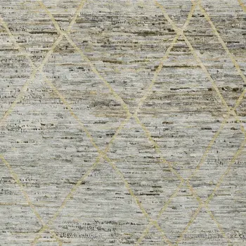 8' X 10' Pewter And Gold Trellis Washable Indoor Outdoor Area Rug