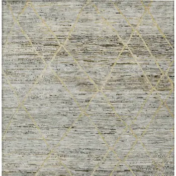 10' X 14' Pewter And Gold Trellis Washable Indoor Outdoor Area Rug