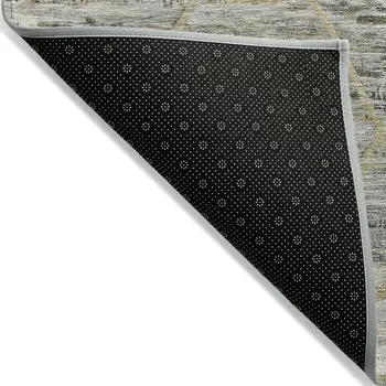 10' X 14' Pewter And Gold Trellis Washable Indoor Outdoor Area Rug