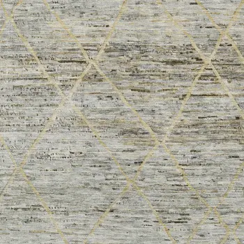 10' X 14' Pewter And Gold Trellis Washable Indoor Outdoor Area Rug