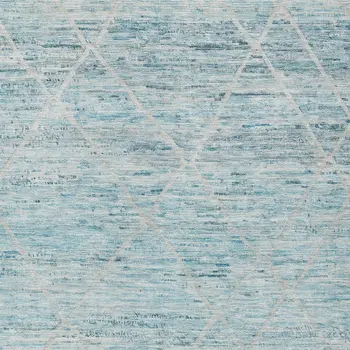 5' X 8' Teal Blue And Ivory Trellis Washable Indoor Outdoor Area Rug