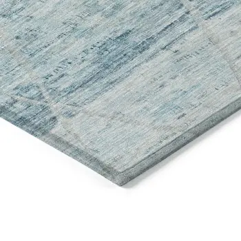 10' X 14' Teal Blue And Ivory Trellis Washable Indoor Outdoor Area Rug