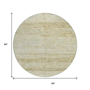 8' Wheat And Gold Round Trellis Washable Indoor Outdoor Area Rug