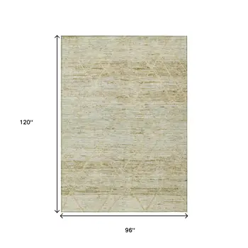 8' X 10' Wheat And Gold Trellis Washable Indoor Outdoor Area Rug