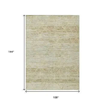 9' X 12' Wheat And Gold Trellis Washable Indoor Outdoor Area Rug