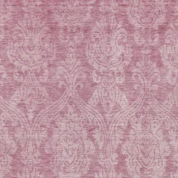 3' X 5' Pink And Ivory Damask Washable Indoor Outdoor Area Rug