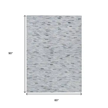 5' X 8' Blue And Gray Geometric Washable Indoor Outdoor Area Rug