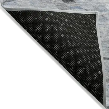 5' X 8' Blue And Gray Geometric Washable Indoor Outdoor Area Rug