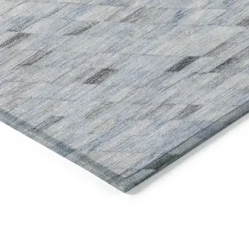 5' X 8' Blue And Gray Geometric Washable Indoor Outdoor Area Rug