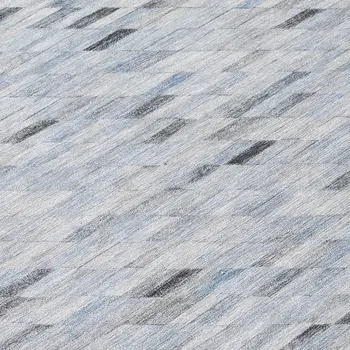 8' Blue And Gray Round Geometric Washable Indoor Outdoor Area Rug
