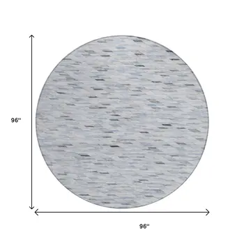 8' Blue And Gray Round Geometric Washable Indoor Outdoor Area Rug