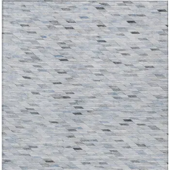 10' X 14' Blue And Gray Geometric Washable Indoor Outdoor Area Rug