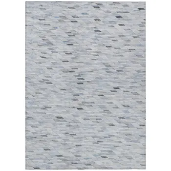 10' X 14' Blue And Gray Geometric Washable Indoor Outdoor Area Rug