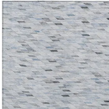 10' X 14' Blue And Gray Geometric Washable Indoor Outdoor Area Rug