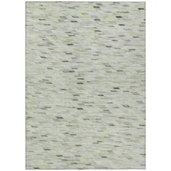 5' X 8' Green And Gray Geometric Washable Indoor Outdoor Area Rug