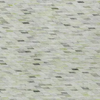 5' X 8' Green And Gray Geometric Washable Indoor Outdoor Area Rug