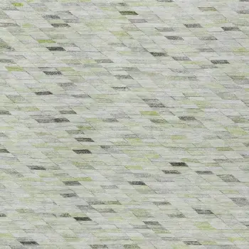 9' X 12' Green And Gray Geometric Washable Indoor Outdoor Area Rug