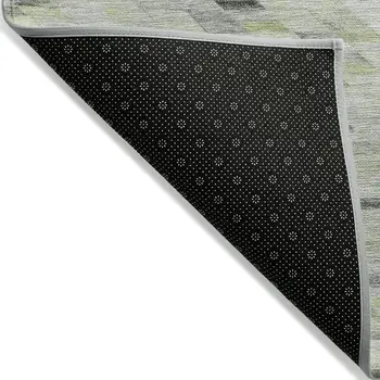 10' X 14' Green And Gray Geometric Washable Indoor Outdoor Area Rug