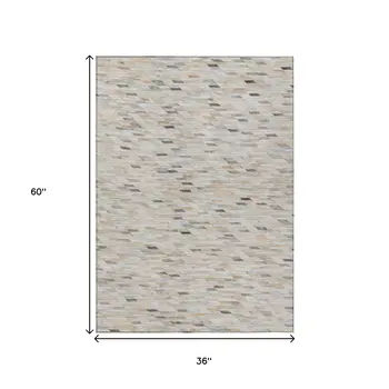 3' X 5' Linen And Gray Geometric Washable Indoor Outdoor Area Rug