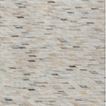 8' X 10' Linen And Gray Geometric Washable Indoor Outdoor Area Rug