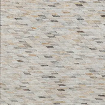 9' X 12' Linen And Gray Geometric Washable Indoor Outdoor Area Rug