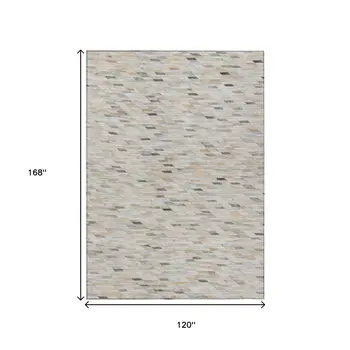 10' X 14' Linen And Gray Geometric Washable Indoor Outdoor Area Rug