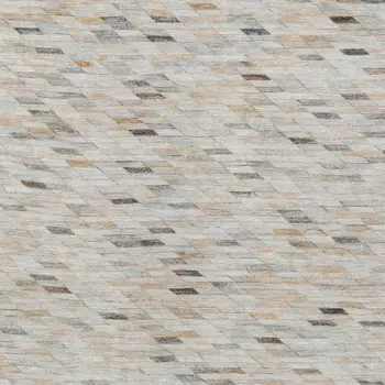10' X 14' Linen And Gray Geometric Washable Indoor Outdoor Area Rug