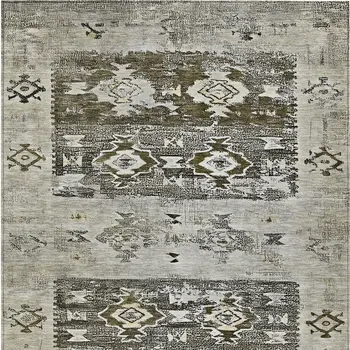 3' X 5' Brown And Ivory Aztec Washable Indoor Outdoor Area Rug
