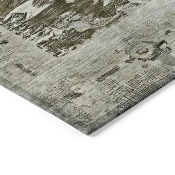 8' X 10' Brown And Ivory Aztec Washable Indoor Outdoor Area Rug